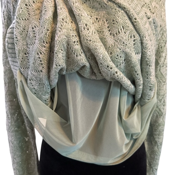 NWT Alfred Dunner Sage Green Pointelle Knit Turtleneck Sweater Size L Classics - Picture 9 of 10